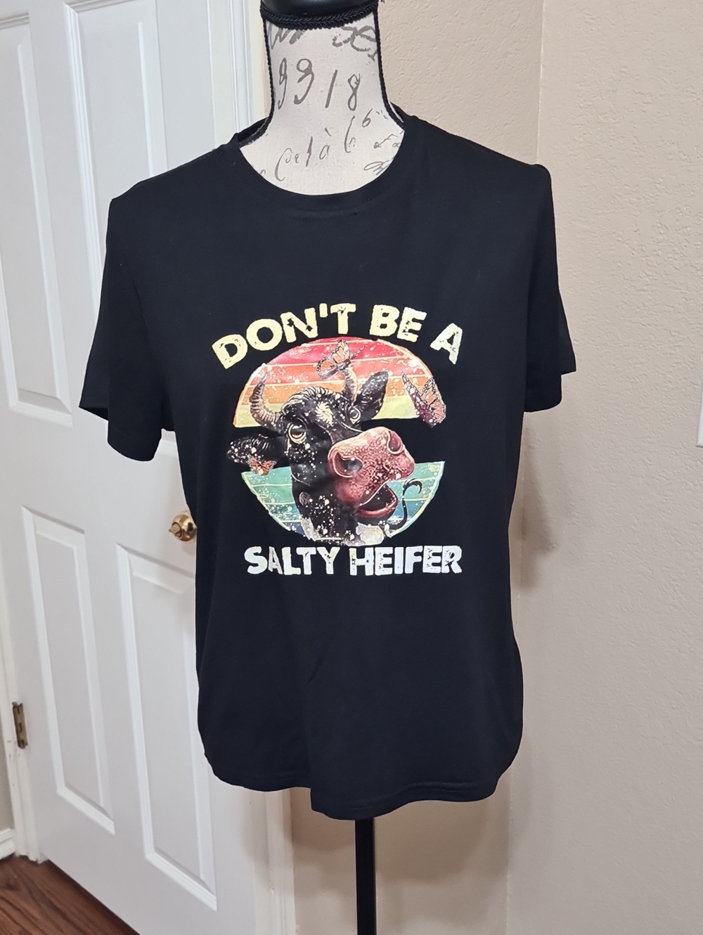 Don't Be A Salty Heifer Black Graphic Tee